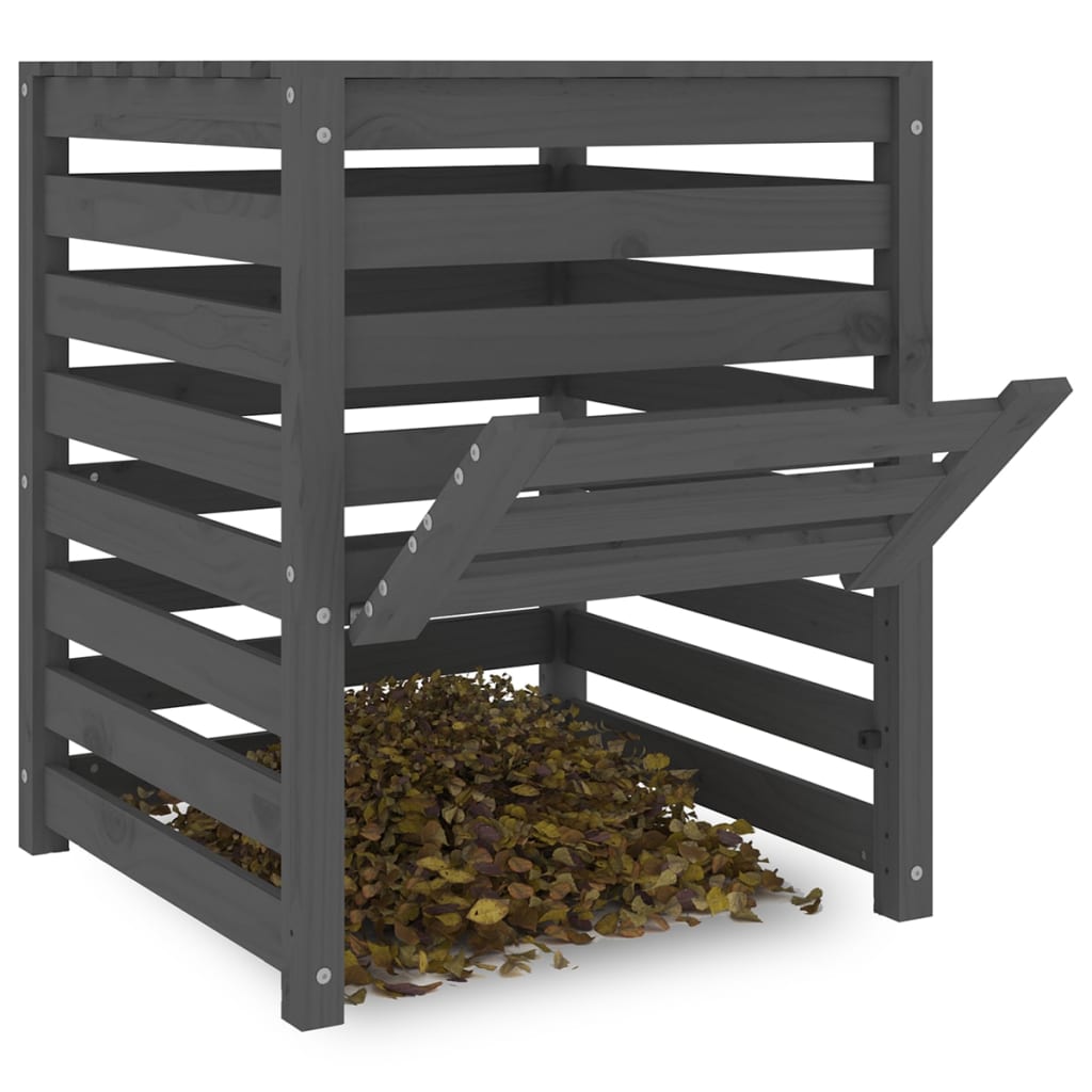 Composter grijs 63,5x63,5x77,5 cm massief grenenhout