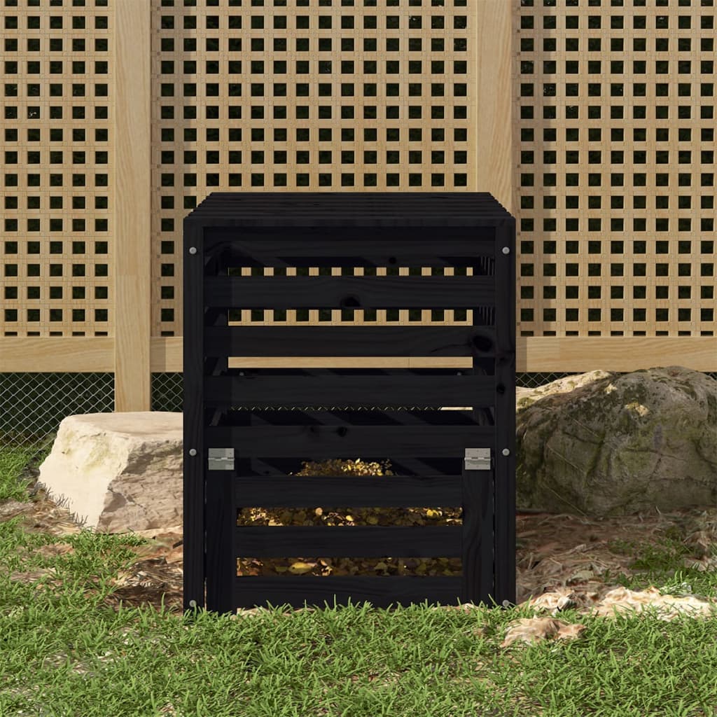 Composter zwart 63,5x63,5x77,5 cm massief grenenhout
