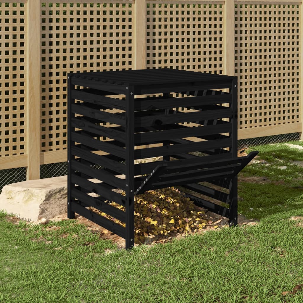 Composter zwart 82,5x82,5x99,5 cm massief grenenhout