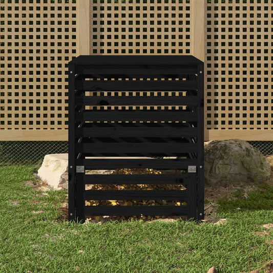 Composter zwart 82,5x82,5x99,5 cm massief grenenhout