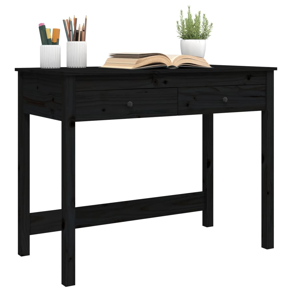 Desk with Drawers Black 100x50x78 cm Solid Wood Pine - Upclimb Ltd