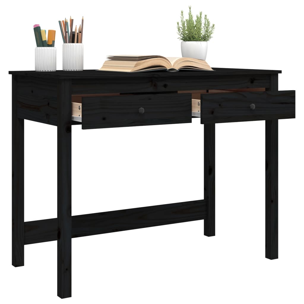 Desk with Drawers Black 100x50x78 cm Solid Wood Pine - Upclimb Ltd