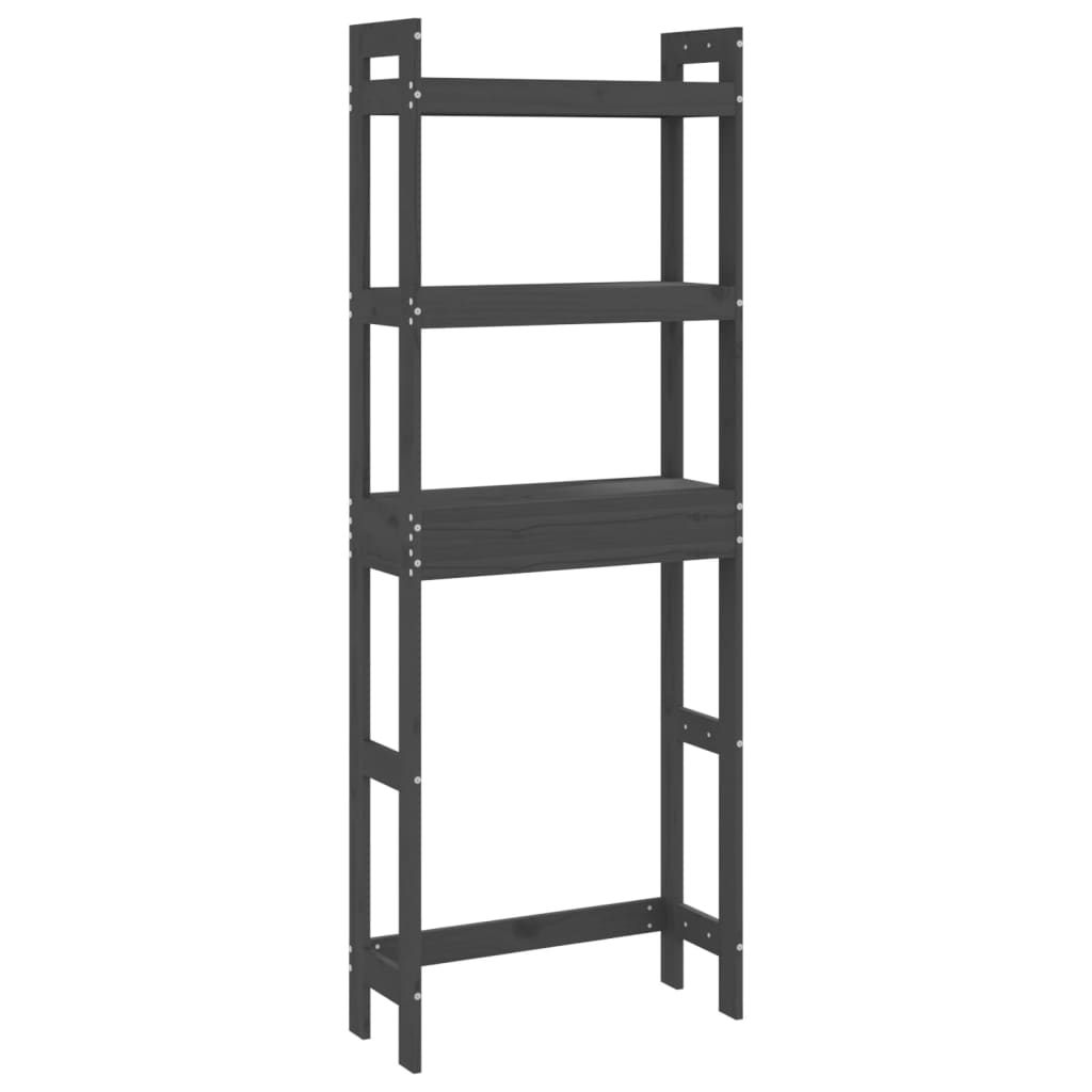 Toilet Rack Grey 63x26x171 cm Solid Wood Pine - Upclimb Ltd