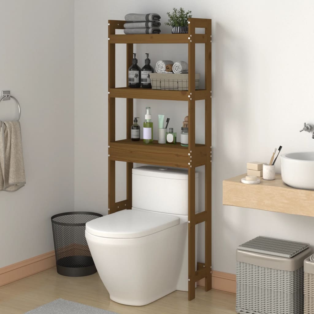 Toilet Rack Honey Brown 63x26x171 cm Solid Wood Pine - Upclimb Ltd