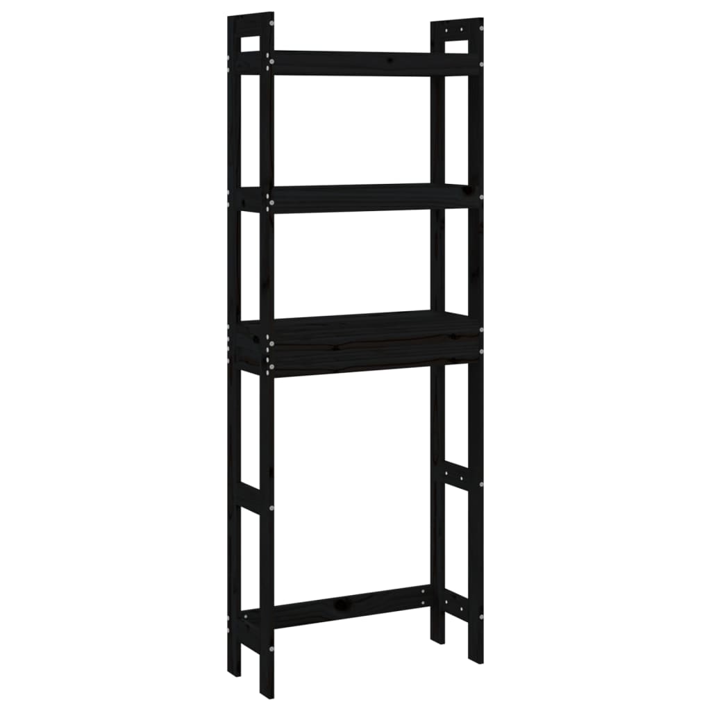 Toilet Rack Black 63x26x171 cm Solid Wood Pine - Upclimb Ltd