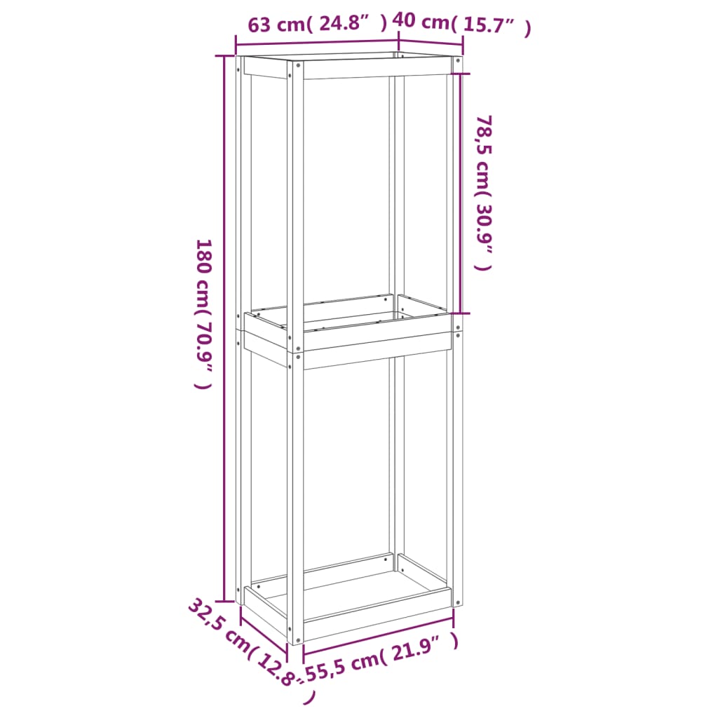 Tire Rack 63x40x180 cm Solid Wood Pine - Upclimb Ltd