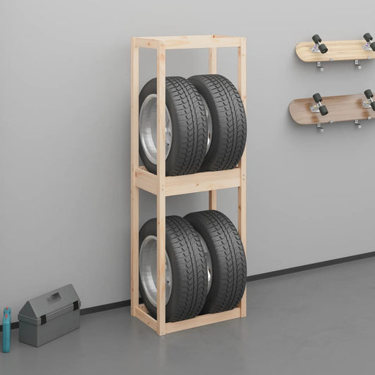 Tire Rack 63x40x180 cm Solid Wood Pine - Upclimb Ltd