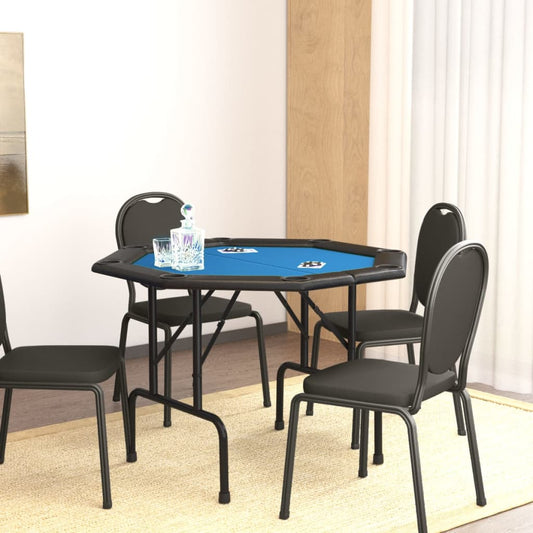 8-Speler Opklapbare Pokertafel Blauw 108x108x75 cm