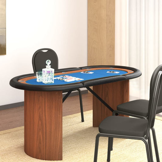 Table de Poker 10 joueurs Bleu 160x80x75 cm