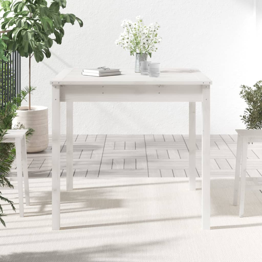 Table de jardin Blanc 82,5x82,5x76 cm Bois Massif Pin