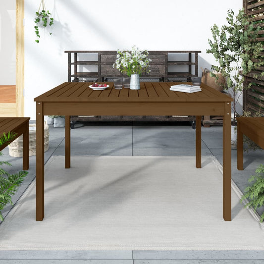 Table de jardin marron miel 121x82,5x76 cm bois massif pin