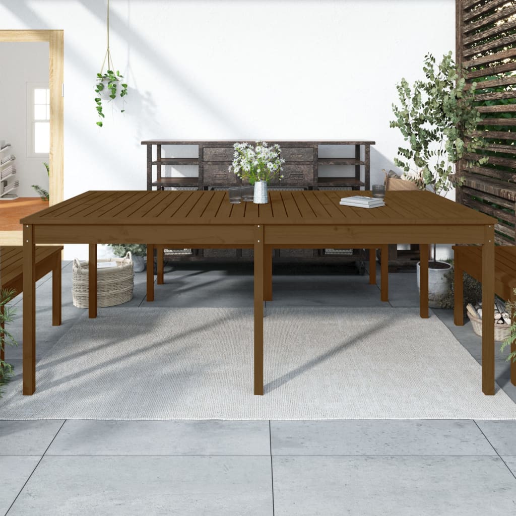 vidaXL Garden Table Honey Brown 203.5x100x76 cm Solid Wood Pine