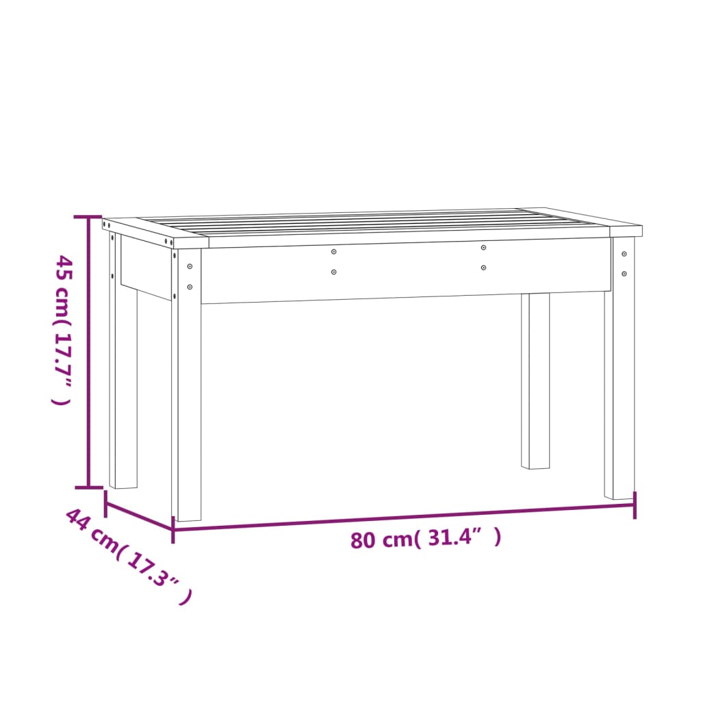 Banc de Jardin 80x44x45 cm Bois Massif Pin