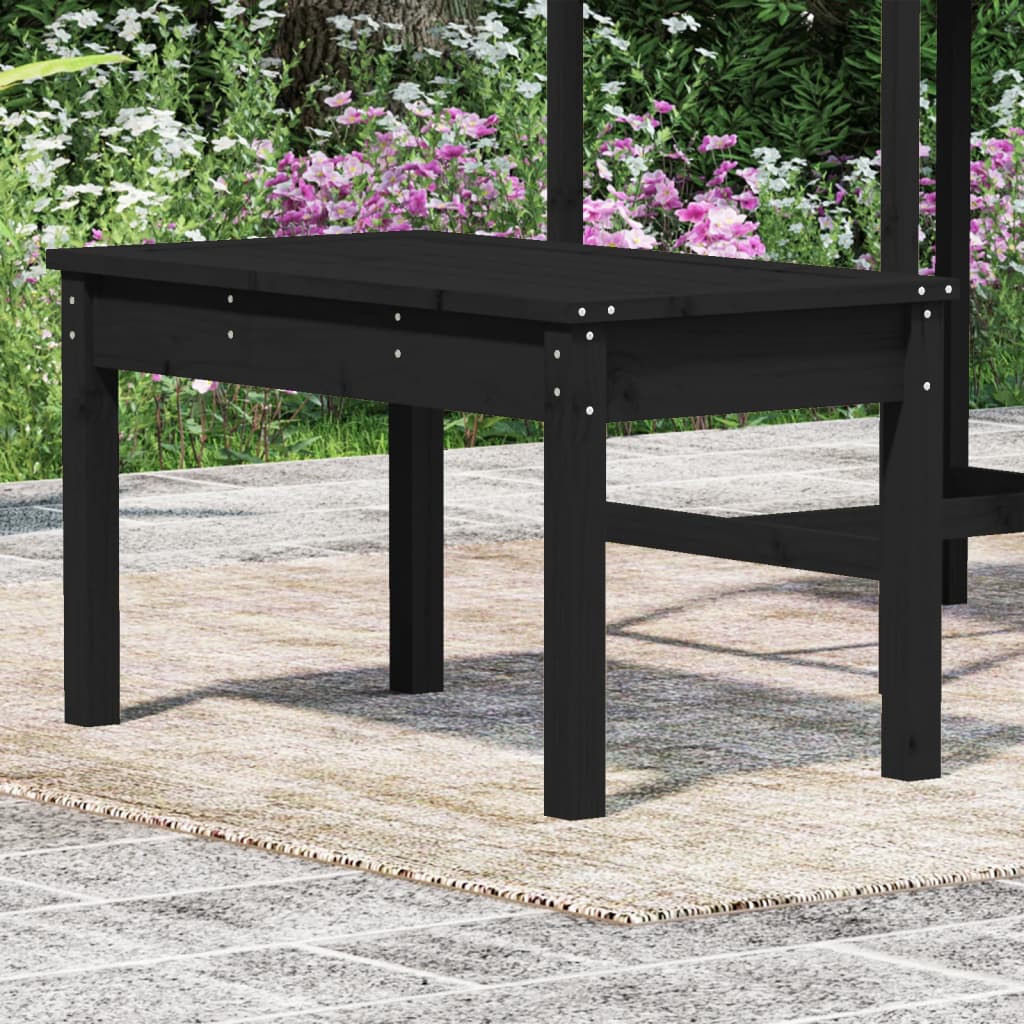 Banc de Jardin Noir 80x44x45 cm Bois Massif Pin