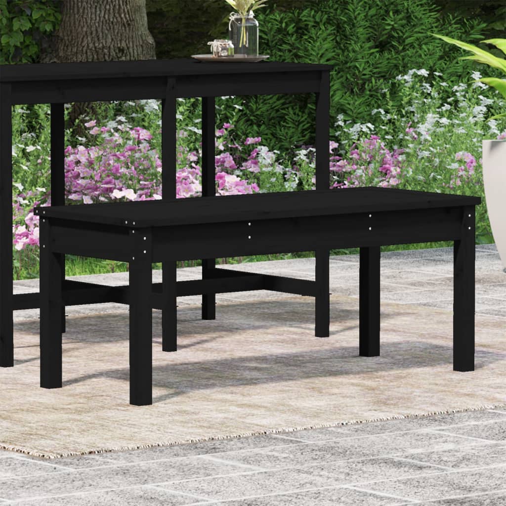 vidaXL Garden Bench Black 109x44x45 cm Solid Wood Pine
