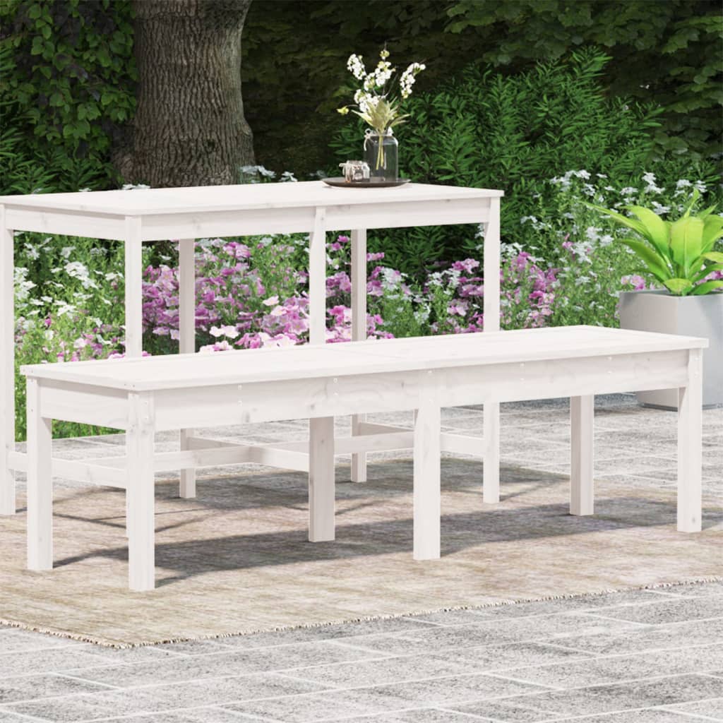 Banc de jardin 2 places Blanc 159,5x44x45 cm Bois Massif Pin