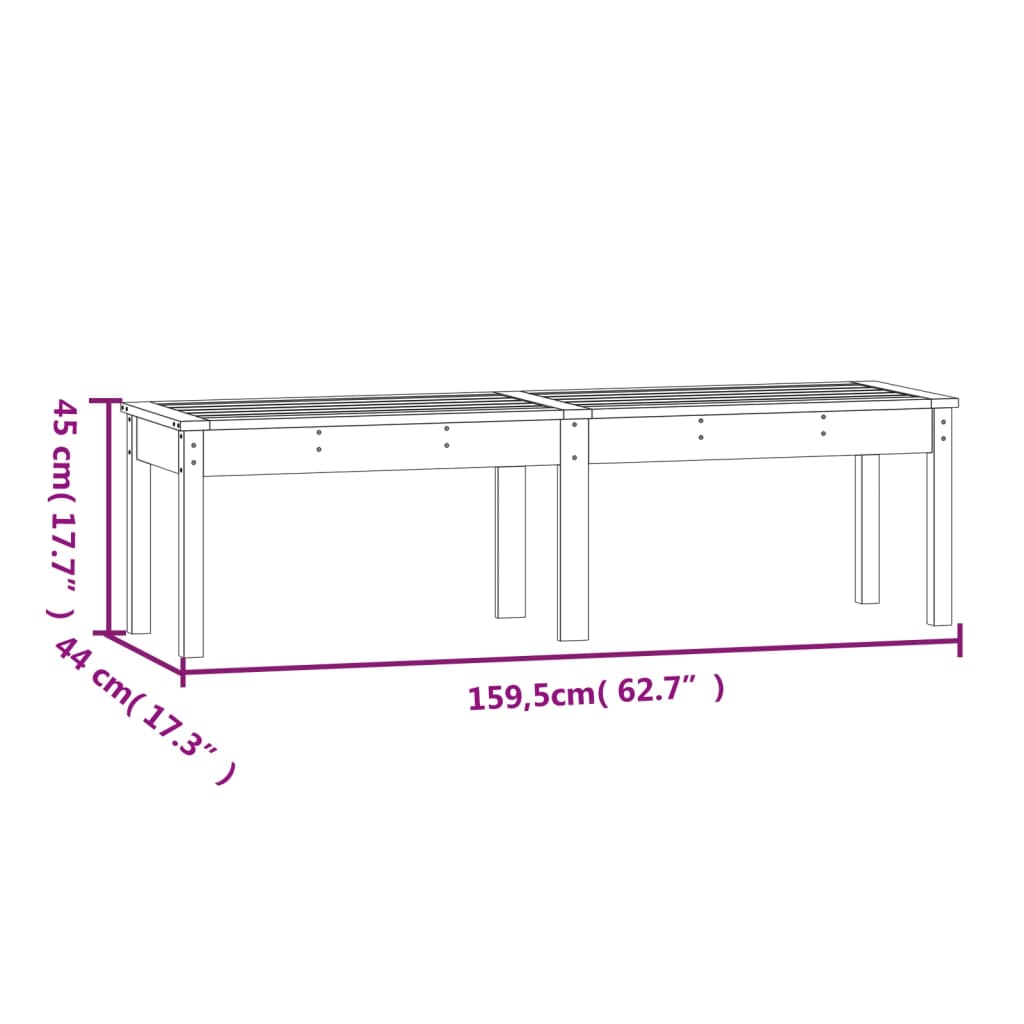 2-zits tuinbank wit 159,5x44x45 cm massief grenenhout