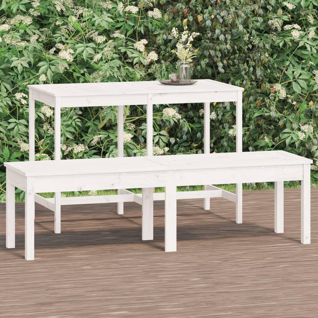 vidaXL 2-Seater Garden Bench White 159.5x44x45 cm Solid Wood Pine