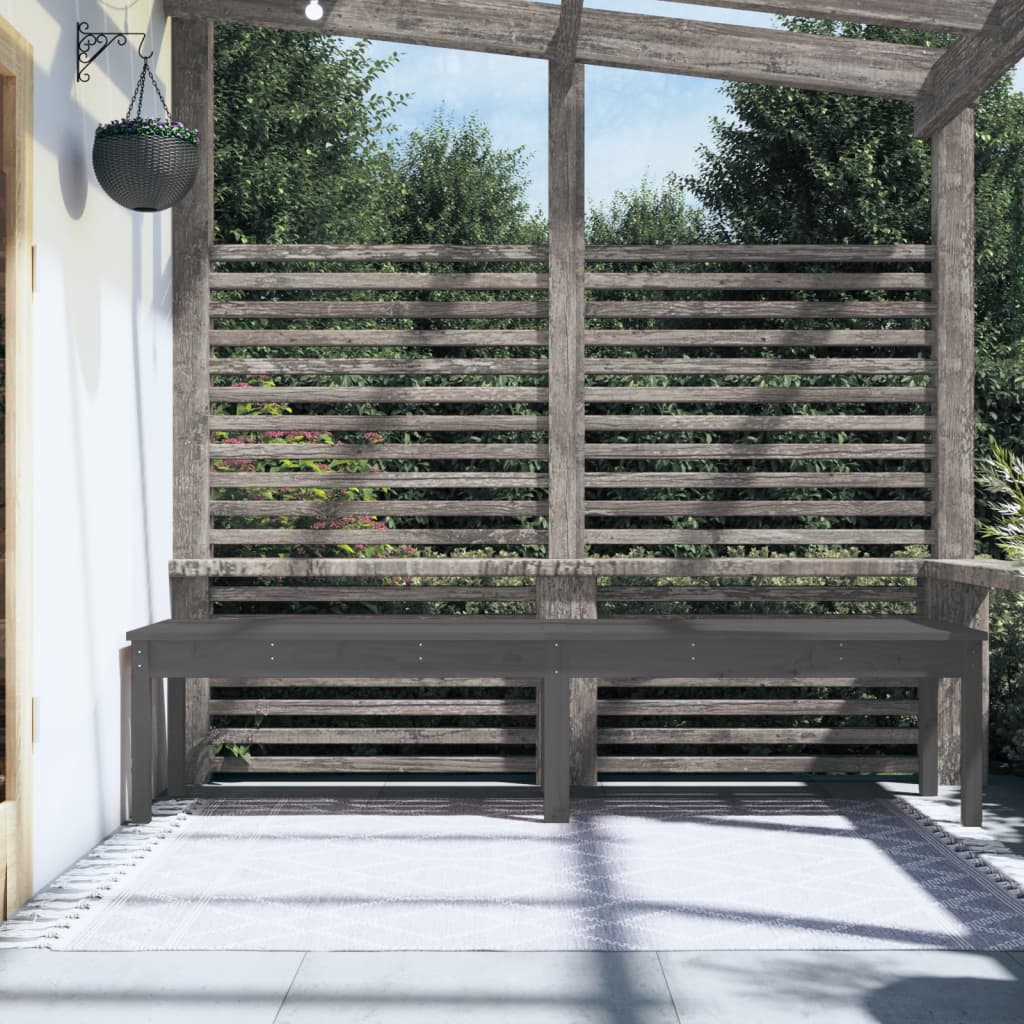 Banc de jardin 2 places Gris 203,5x44x45 cm Bois Massif Pin