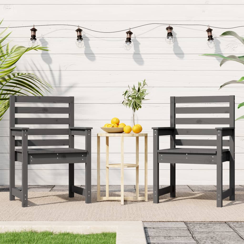Garden Chairs 2 pcs Grey 60x48x91 cm Solid Wood Pine - Upclimb Ltd