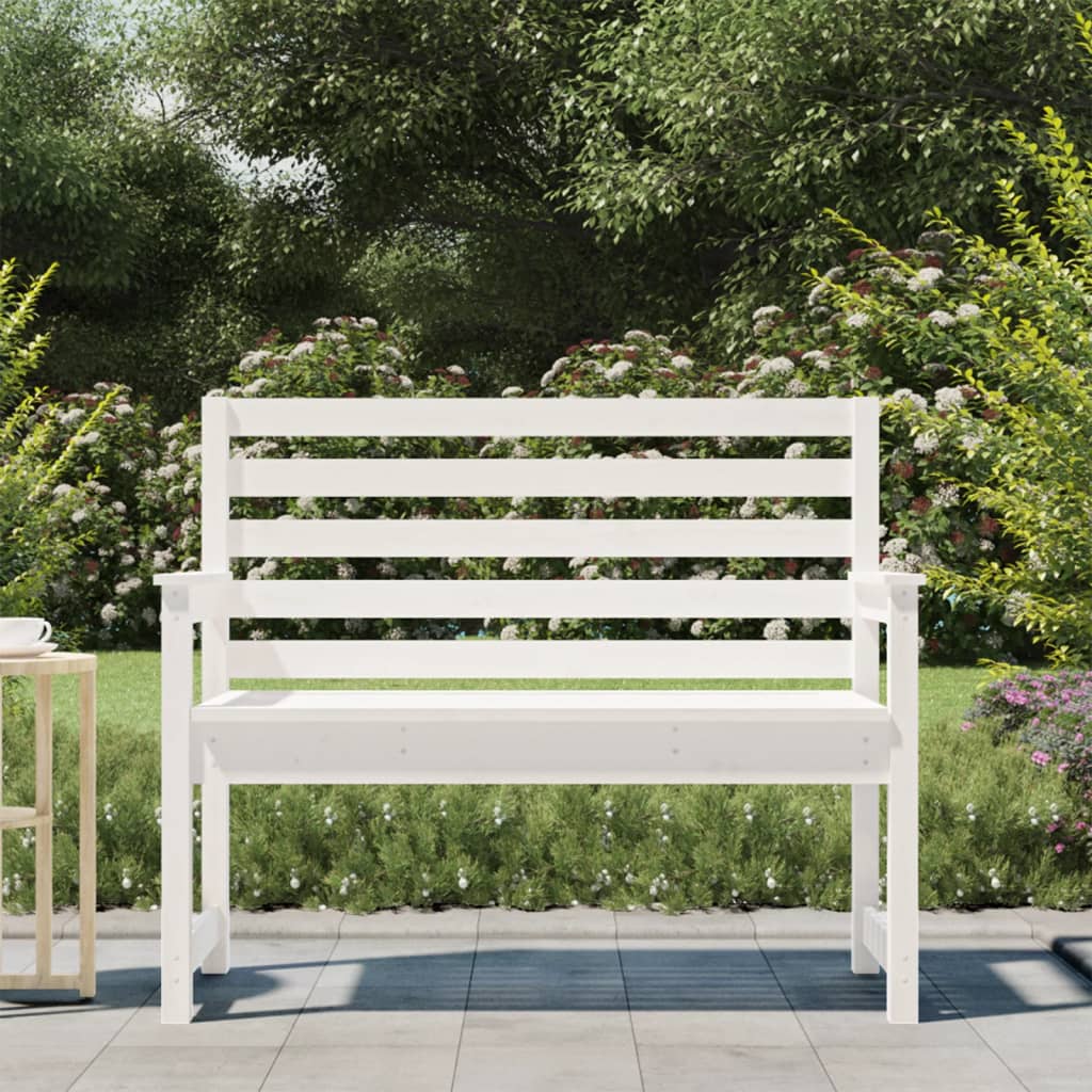 Garden Bench White 109x48x91.5 cm Solid Wood Pine - Upclimb Ltd