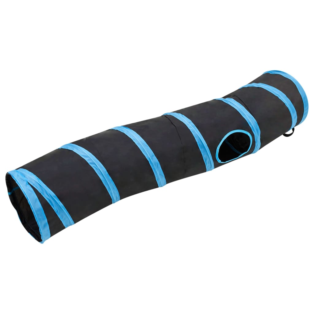 vidaXL S-shaped Cat Tunnel Black and Blue 122 cm Polyester