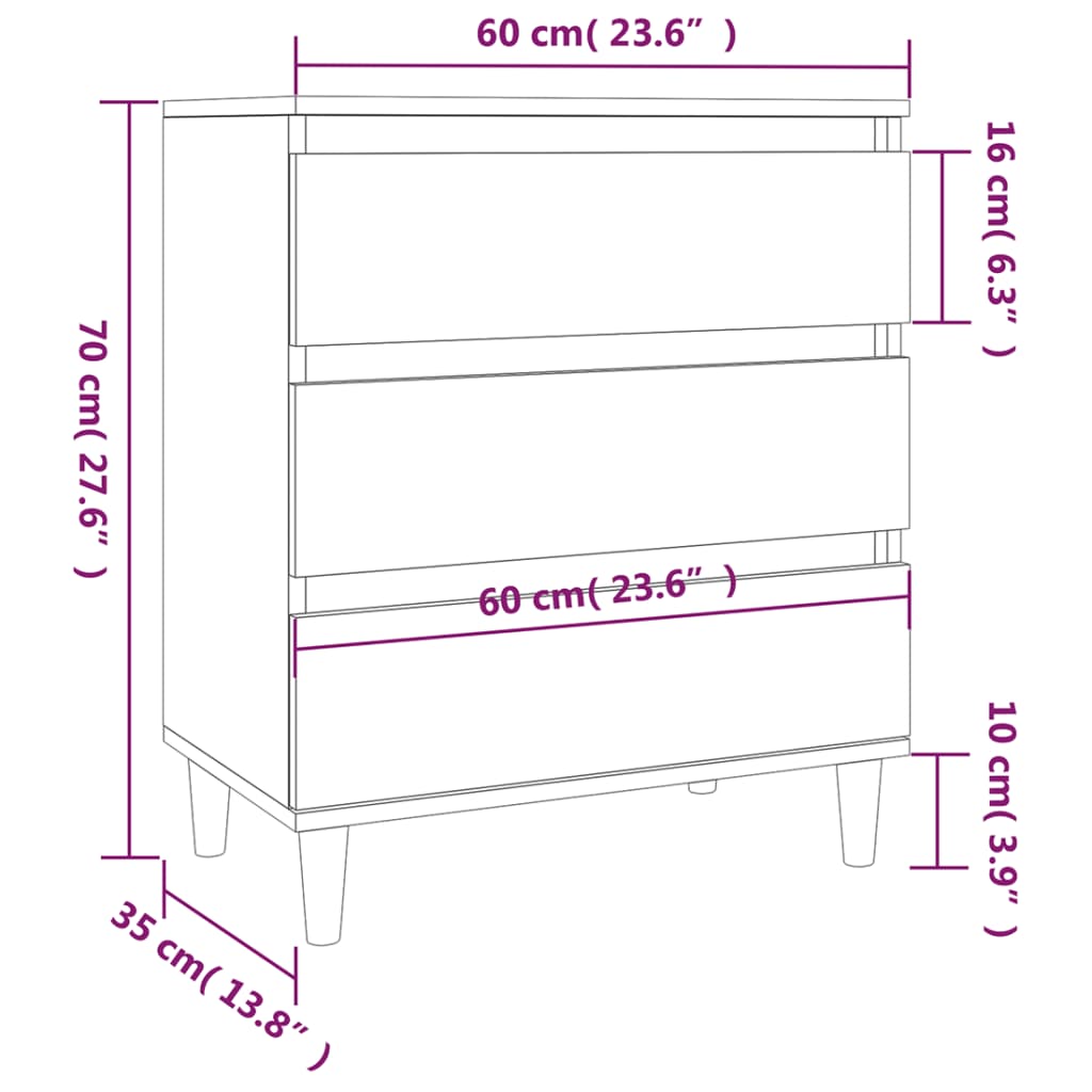 Dressoir Zwart 60x35x70 cm Engineered Wood