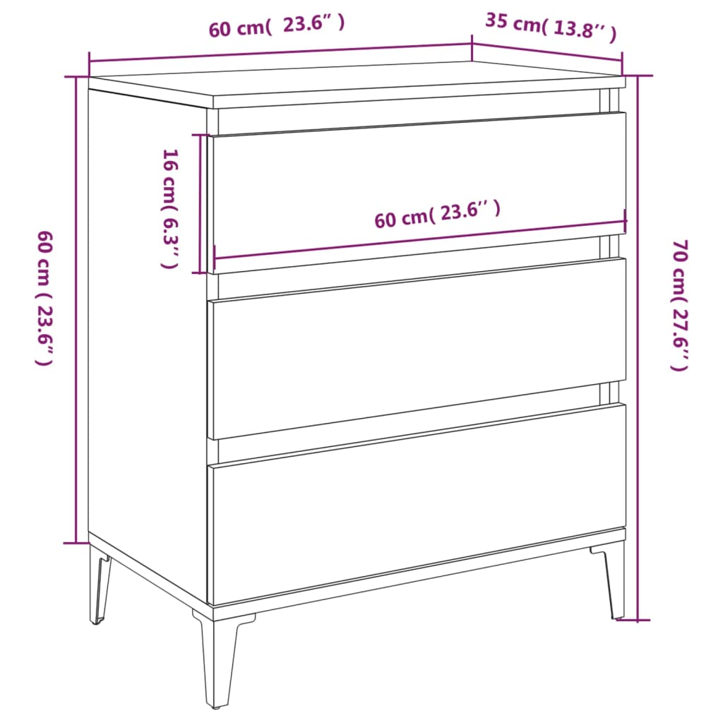 vidaXL Sideboard White 60x35x70 cm Engineered Wood