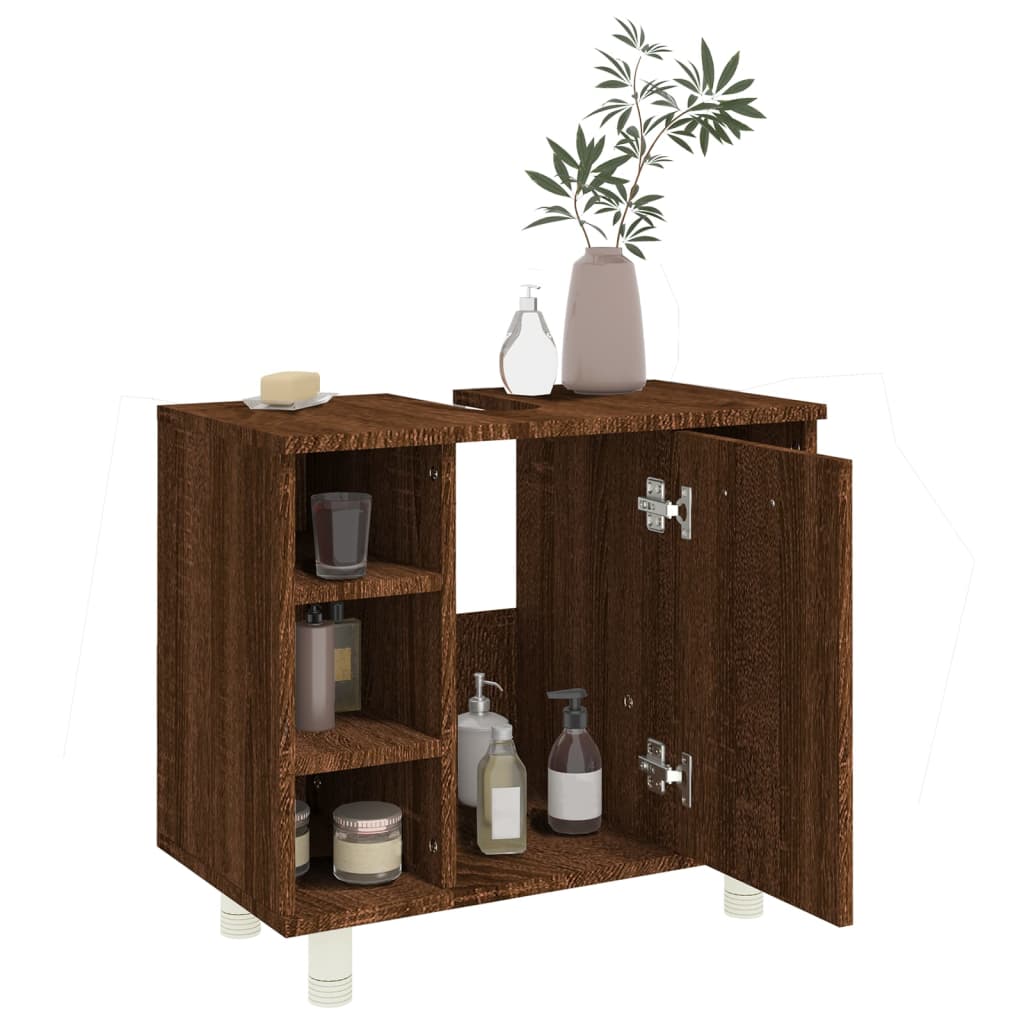 Bathroom Cabinet Brown Oak 60x32x53.5 cm Engineered Wood - Upclimb Ltd