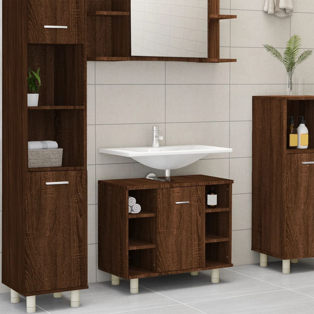 Bathroom Cabinet Brown Oak 60x32x53.5 cm Engineered Wood - Upclimb Ltd