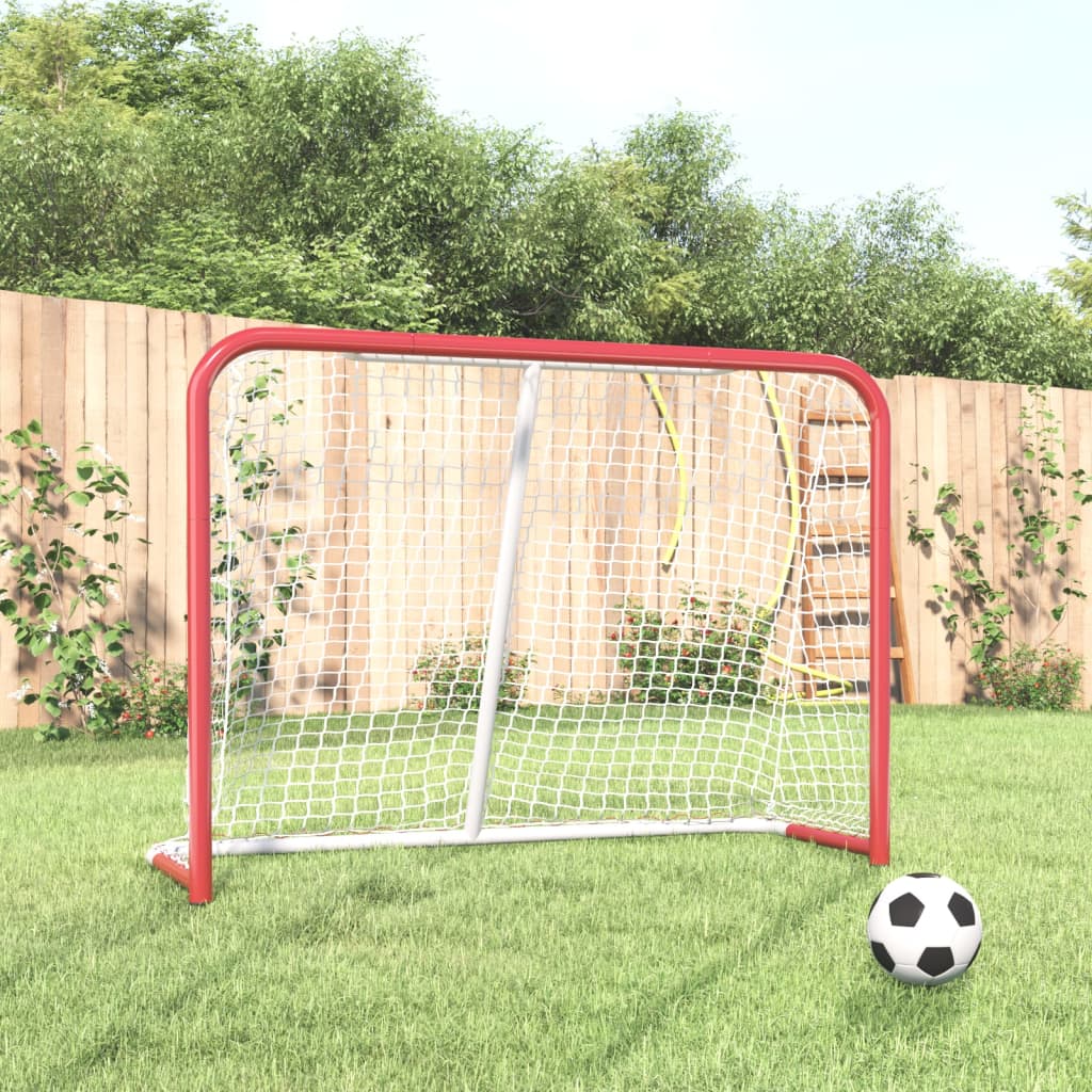 Hockey Goal with Net Red&White 153x60x118 cm Steel&Polyester - Upclimb Ltd