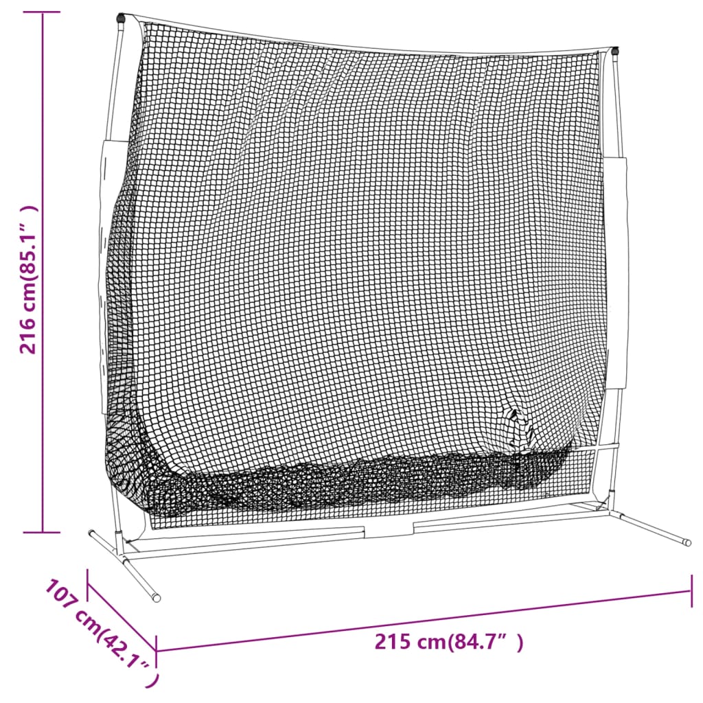 Portable Baseball Net Black and Red 215x107x216 cm Polyester - Upclimb Ltd