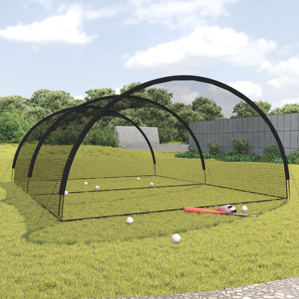 Baseball Batting Cage Net Black 600x400x250 cm Polyester - Upclimb Ltd