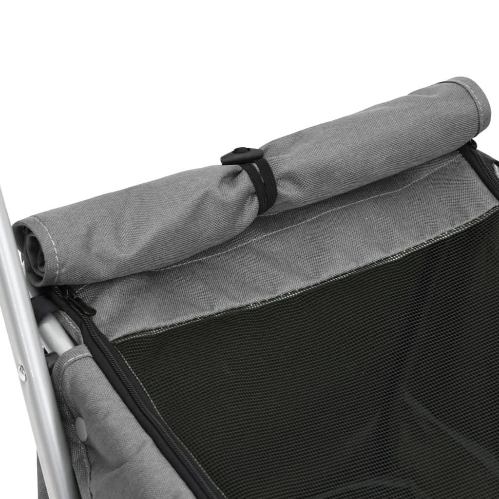 vidaXL Folding Dog Stroller Grey 100x49x96 cm Linen Fabric