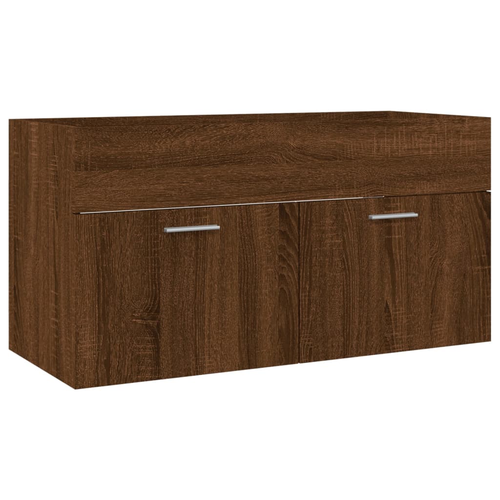 2 Piece Bathroom Furniture Set Brown Oak Engineered Wood - Upclimb Ltd