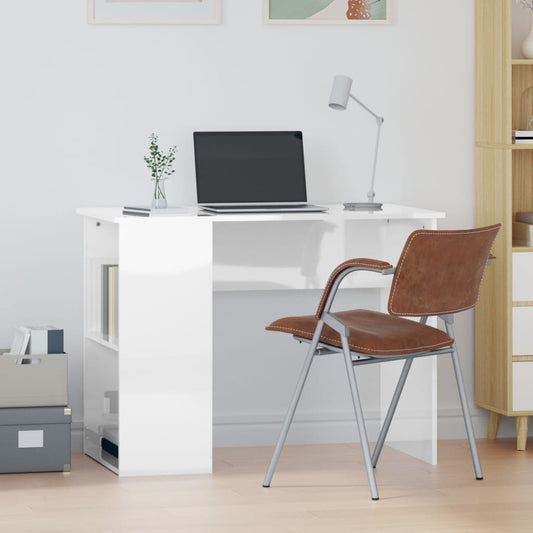 vidaXL Desk High Gloss White 100x55x75 Engineered Wood