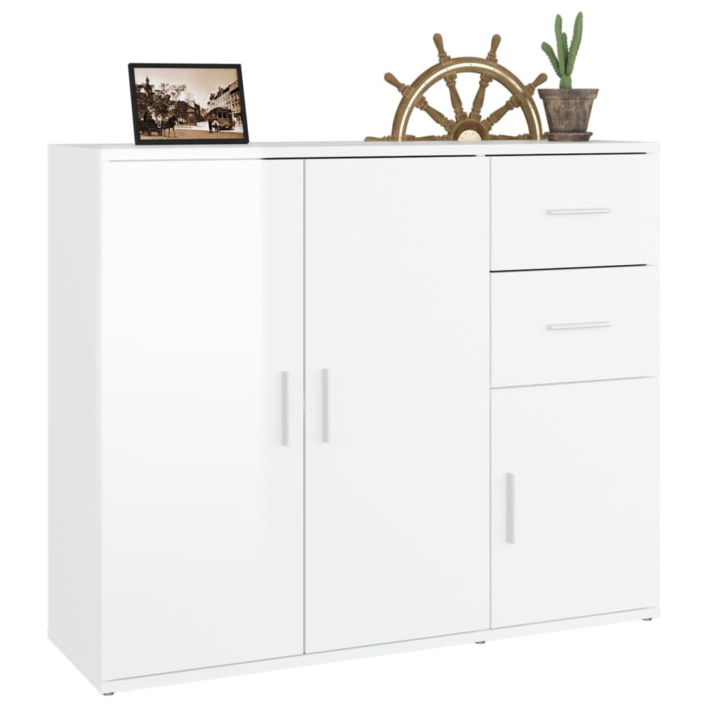 vidaXL Sideboard High Gloss White 91x29.5x75 cm Engineered Wood