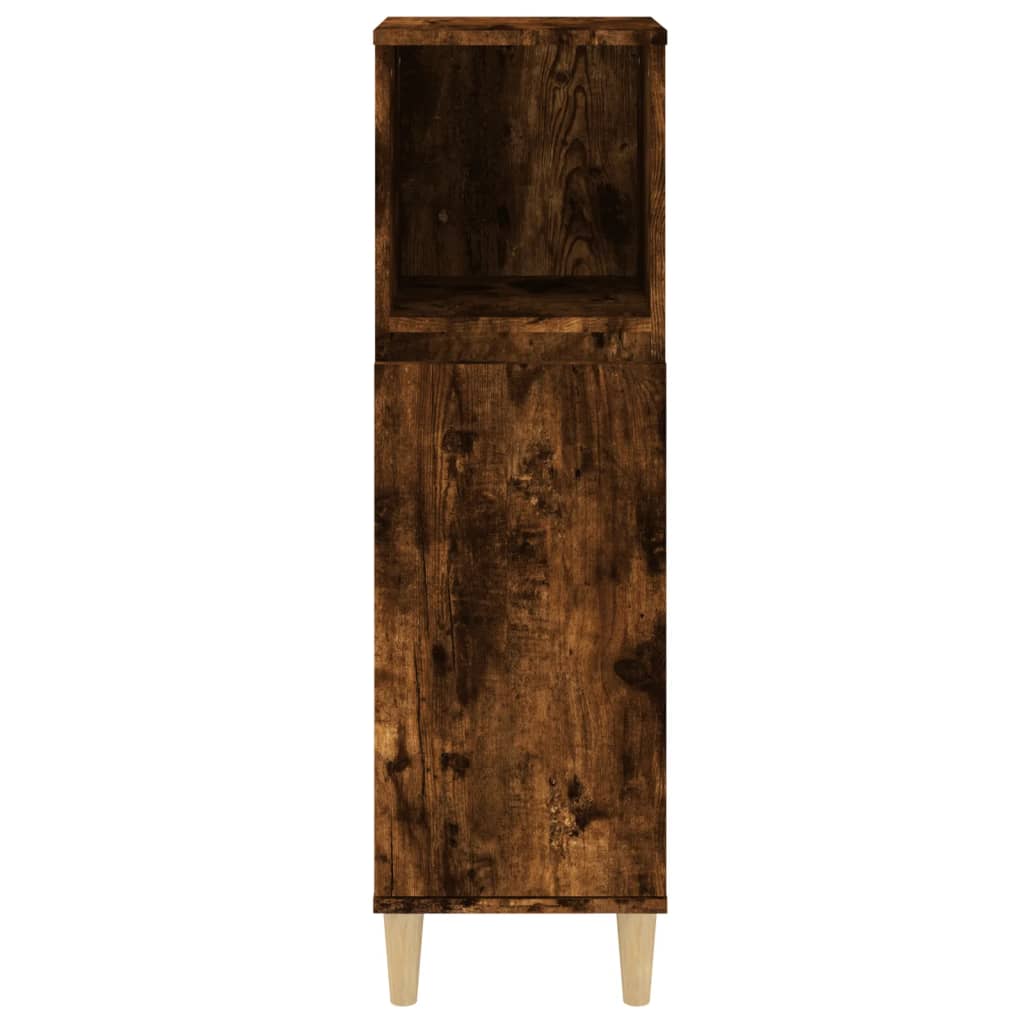 Meuble de Salle de Bain Chêne Fumé 30x30x100 cm Bois D'ingénierie