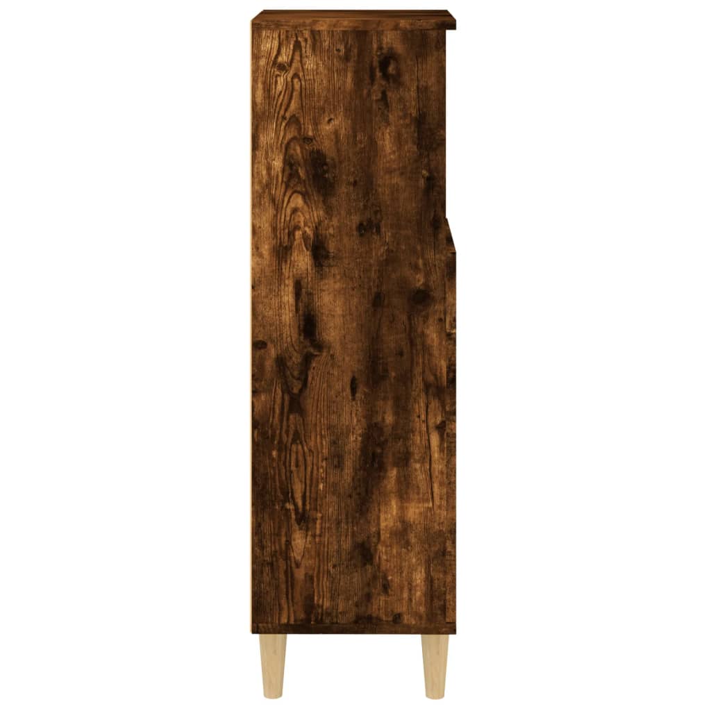 Meuble de Salle de Bain Chêne Fumé 30x30x100 cm Bois D'ingénierie