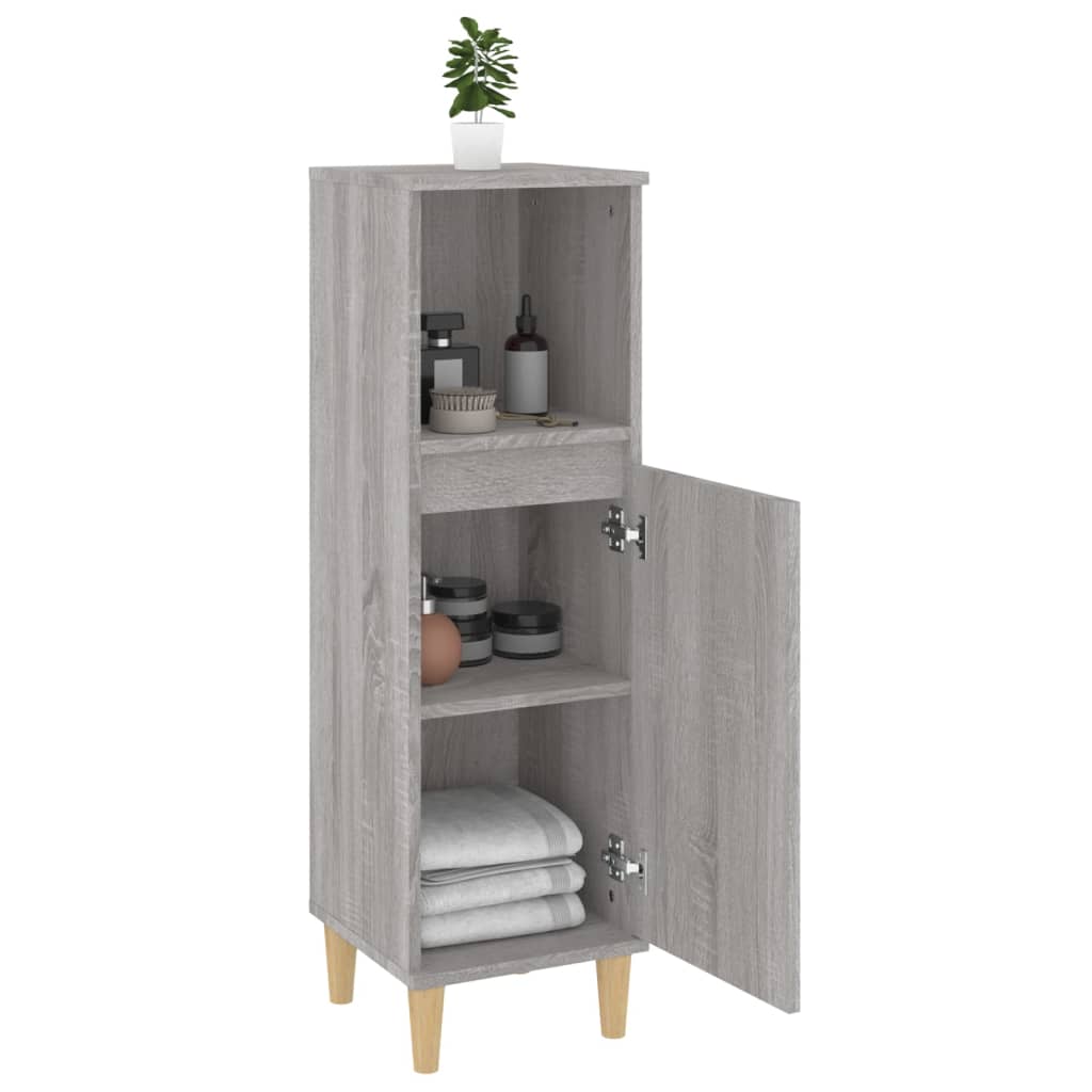 vidaXL Bathroom Cabinet Grey Sonoma 30x30x100 cm Engineered Wood