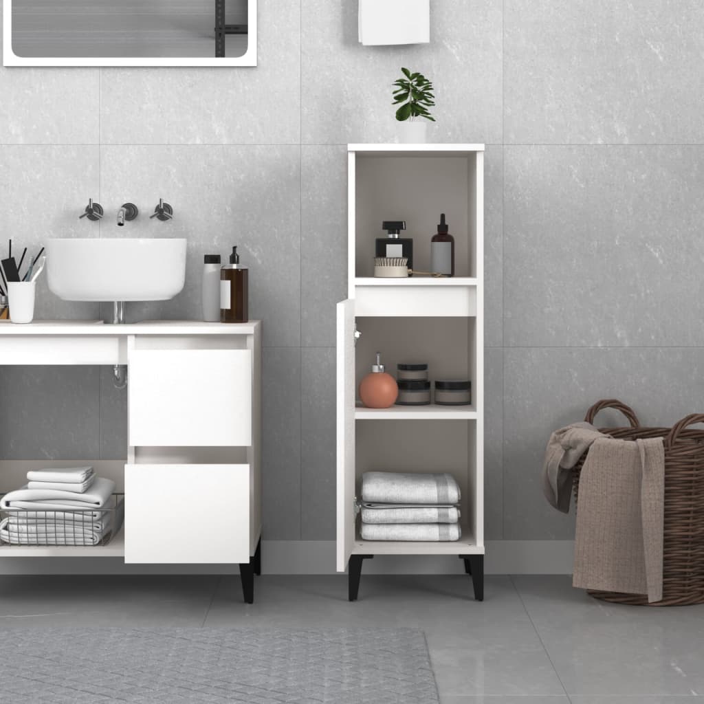 vidaXL Bathroom Cabinet White 30x30x100 cm Engineered Wood