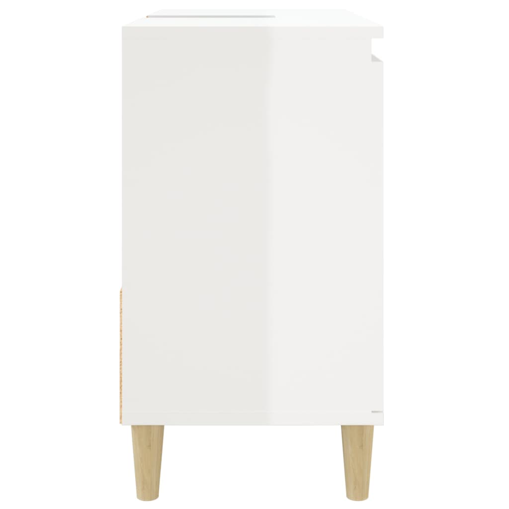 Meuble de salle de bain Blanc brillant 65x33x60 cm Bois d'ingénierie