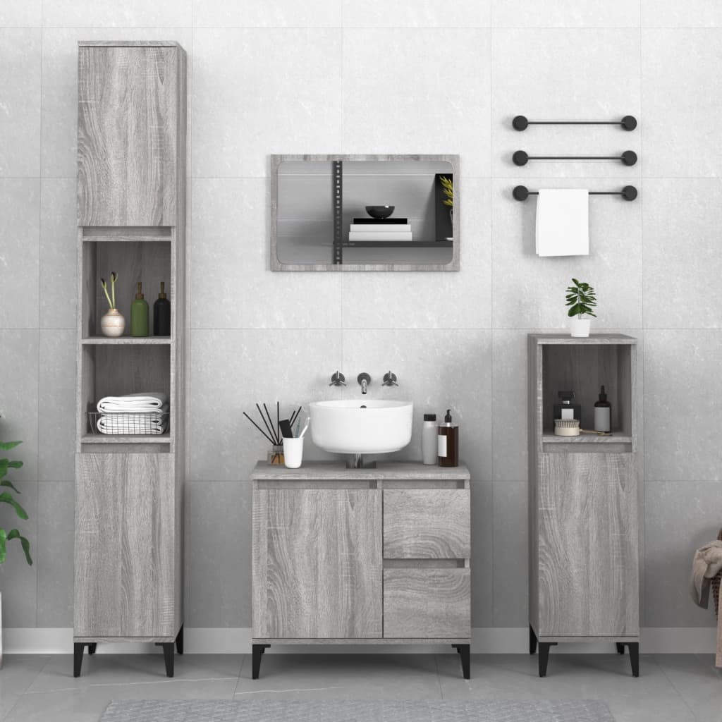 vidaXL Bathroom Cabinet Grey Sonoma 65x33x60 cm Engineered Wood