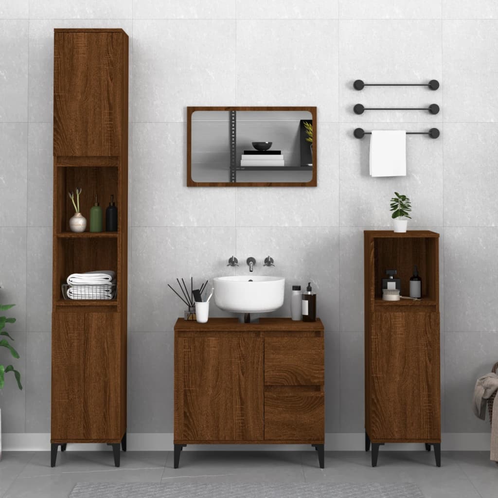 Meuble de salle de bain Chêne brun 65x33x60 cm Bois d'ingénierie