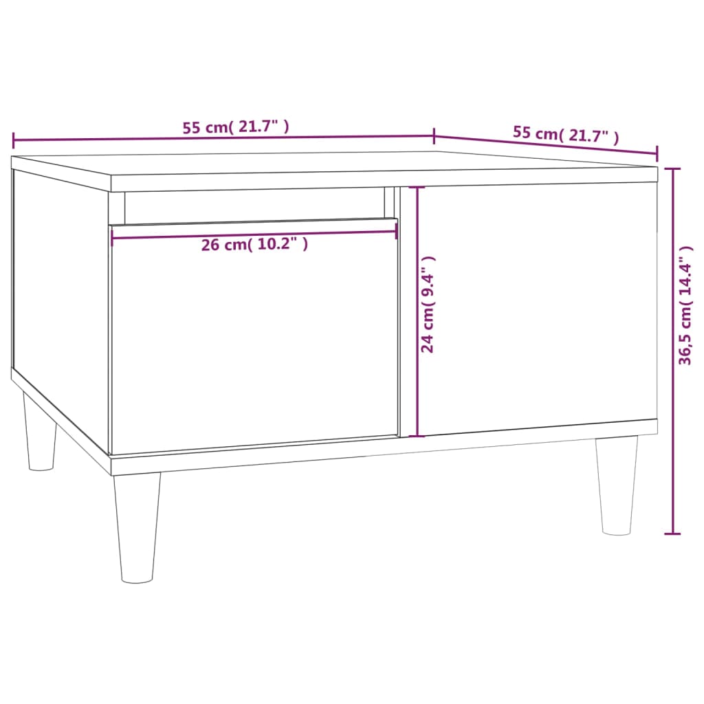 Table Basse Chêne Brun 55x55x36,5 cm Bois D'ingénierie