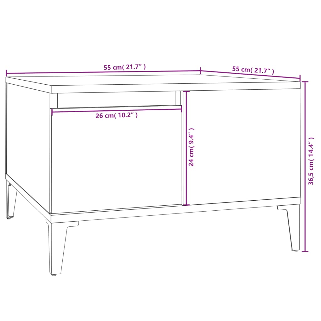 Salontafel Sonoma Eiken 55x55x36,5 cm Engineered Wood