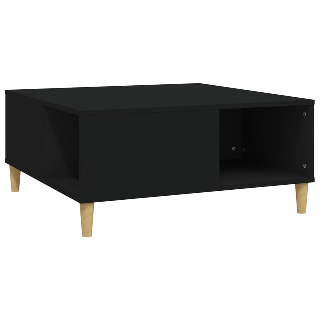 vidaXL Coffee Table Black 80x80x36.5 cm Engineered Wood