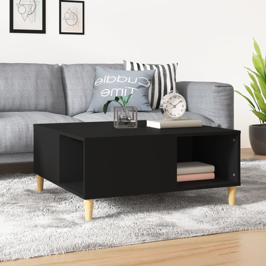 vidaXL Coffee Table Black 80x80x36.5 cm Engineered Wood