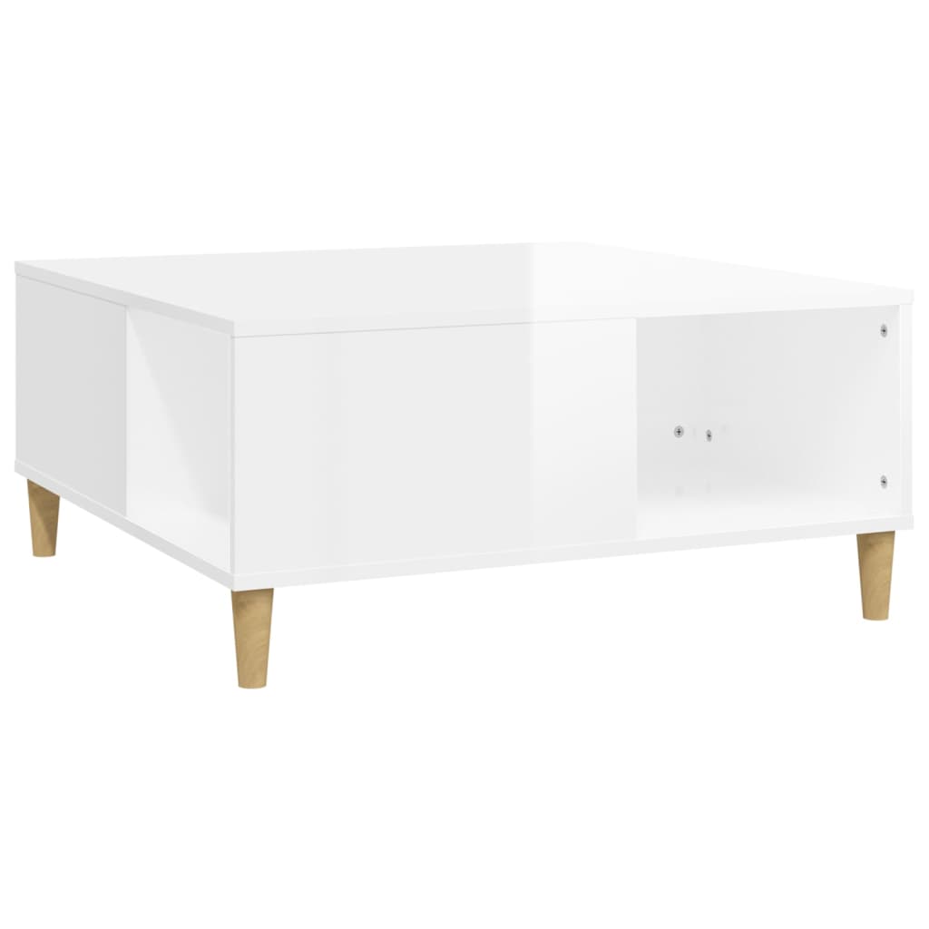 Table basse en bois d'ingénierie blanc brillant 80x80x36,5 cm