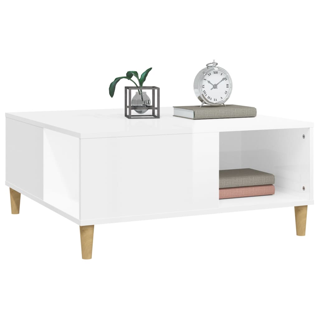 vidaXL Coffee Table High Gloss White 80x80x36.5 cm Engineered Wood